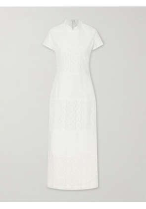 DESTREE - Clelia Paneled Broderie Anglaise-trimmed Cotton-poplin Midi Dress - White - small,medium,large