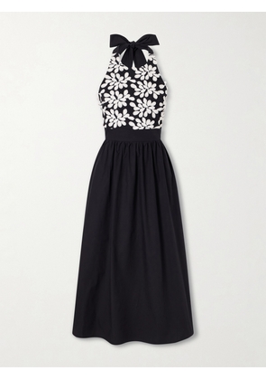 DESTREE - Lila Embroidered Cotton-blend Midi Dress - Black - small,medium,large