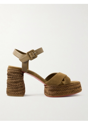 Christian Louboutin - Calakala 85mm Suede Cross Upper Platform Sandal - Brown - IT35,IT36,IT37,IT38,IT39,IT40,IT41,IT42