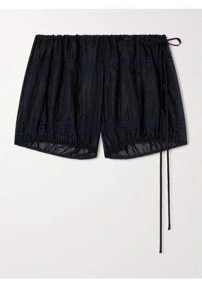 Kiki de Montparnasse - Smocked Silk-blend Voile Shorts - Black - x small,small,medium,large,x large