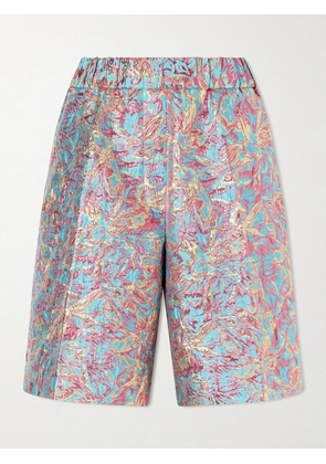 Dries Van Noten - Printed Cotton-blend Jacquard Shorts - Blue - x small,small,medium,large