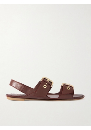 Jamie Haller - The Double Buckle Leather Sandals - Burgundy - IT35,IT36,IT37,IT38,IT39,IT40,IT41