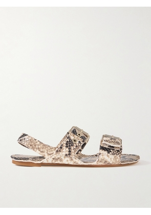 Jamie Haller - The Double Buckle Snake-effect Leather Sandals - Animal print - IT35,IT36,IT37,IT38,IT39,IT40,IT41