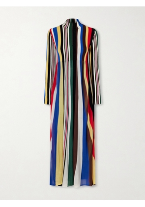 LOEWE - Striped Chiffon And Ribbed Jersey Maxi Dress - Multi - x small,small,medium,large