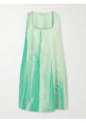 LOEWE - Dégradé Crinkled Cotton-blend Mini Dress - Green - FR 32,FR 34,FR 36,FR 38,FR 40