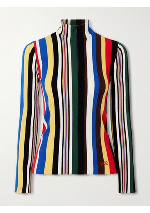 LOEWE - Striped Ribbed-knit Half-zip Turtleneck Top - Multi - x small,small,medium,large