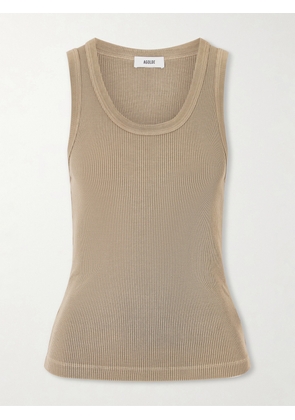 AGOLDE - Poppy Ribbed Stretch Organic Cotton And Tencel™-blend Jersey Tank - Brown - x small,small,medium,large,x large