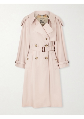 Burberry - Fitzorvia Double-breasted Belted Cotton-gabardine Trench Coat - Pink - UK 4,UK 6,UK 8,UK 10,UK 12,UK 14,UK 16,UK 18