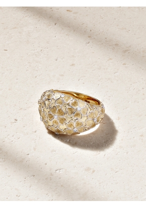 Yvonne Léon - Bague Dôme Fleurie 9-karat Yellow And White Gold Diamond Ring - 5,6,7