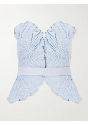 Andres Otalora - De Tres Strapless Pleated Linen Top - Blue - US0,US2,US4,US6,US8,US10,US12