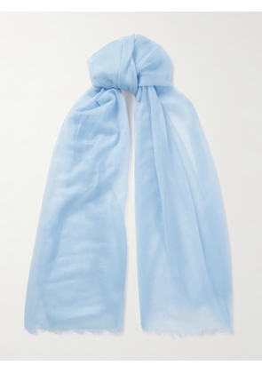 Arch4 - Fringed Cashmere Scarf - Blue - One size