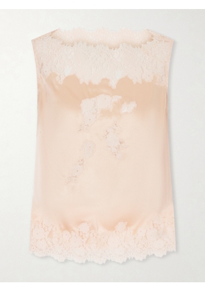 DÔEN - Viviane Lace-trimmed Silk-satin Top - Orange - xx small,x small,small,medium,large,x large,xx large