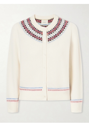 DÔEN - Olympe Embroidered Wool And Cashmere-blend Cardigan - Ivory - xx small,x small,small,medium,large,x large