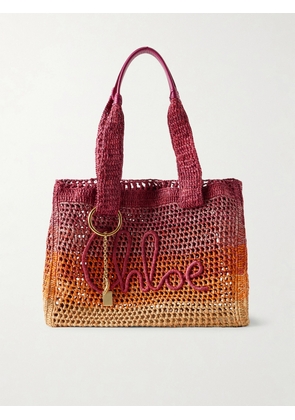 Chloé - Summer Banana Leather-trimmed Dégradé Raffia Tote - Pink - One size