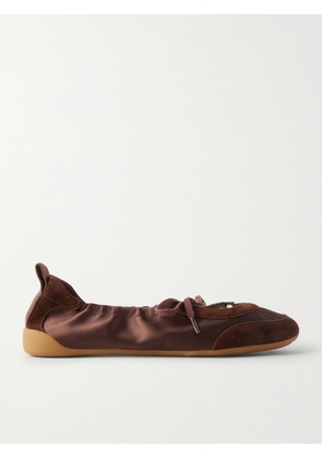 Chloé - Kick Suede-trimmed Satin Sneakers - Brown - IT35,IT36,IT37,IT38,IT39,IT40,IT41,IT42
