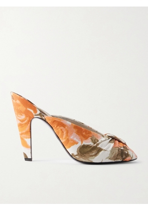 Chloé - Suzie Ruched Floral-print Satin Sandals - Orange - IT36,IT37,IT37.5,IT38,IT38.5,IT39,IT39.5,IT40,IT41