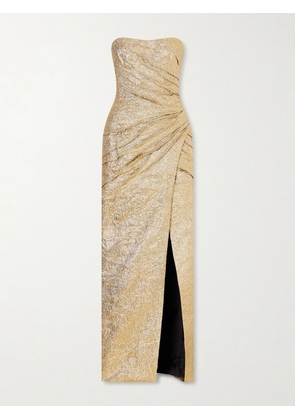 Marmar Halim - Pleated Crinkled Lamé Gown - Gold - EU 36
