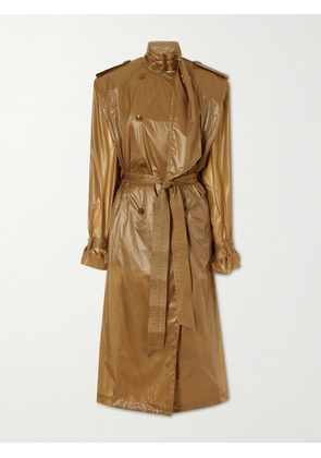 SAINT LAURENT - Double-breasted Belted Shell Trench Coat - Neutrals - FR 34,FR 36,FR 38