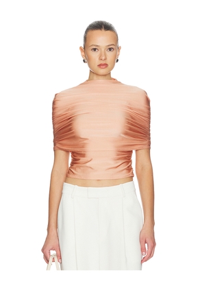 Lapointe Mock Neck Ruched Top in Rose. Size L. Also in M, S, XS.