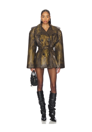 LADO BOKUCHAVA La Nuit Crop Trenchcoat in Brown. Size L. Also in M.