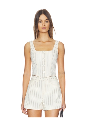 L'AGENCE Saga Button Front Top in Cream. Size 0. Also in 4, 6, 8.