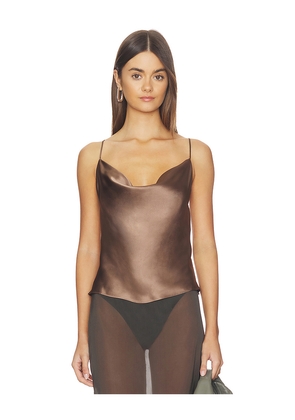 L'AGENCE Calista Cowl Neck Cami Top in Brown. Size L. Also in M, S, XS, XXS.