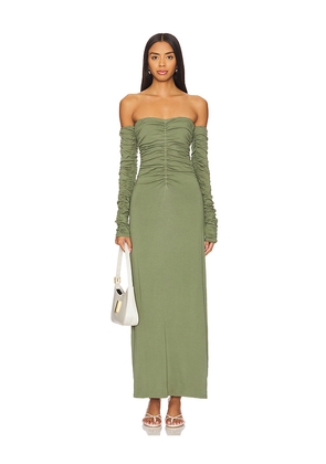 SWF Ruched Long Sleeve Maxi Dress in Olive. Size S. Also in M.