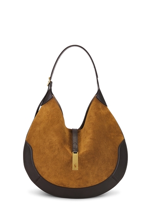 Polo Ralph Lauren Suede & Leather Medium Shoulder Bag in Tan.