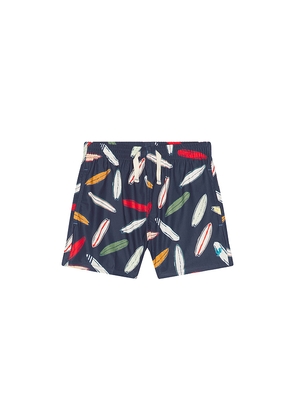 Pink Chicken Boys Swim Trunk in Navy. Size 2. Also in 3, 4, 5, 6.