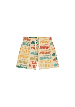 Pink Chicken Boys Swim Trunk in Tan. Size 2. Also in 3, 4, 5, 6.