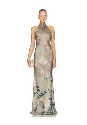 SAU LEE Gillian Satin Dress in Taupe. Size 0. Also in 00, 10, 12, 2, 4, 6, 8.