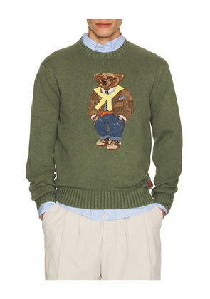 Polo Ralph Lauren Cotton Cashmere Blend Hudson Valley Bear Sweater in Green. Size L. Also in M, S, XL/1X.