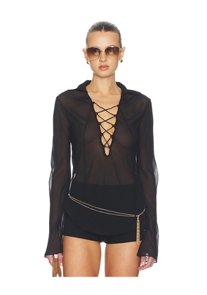 Tularosa Carlotta Lace Up Top in Black. Size L. Also in M, S, XS, XXS.