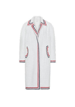 Thom Browne ribbon tweed raglan coat - White