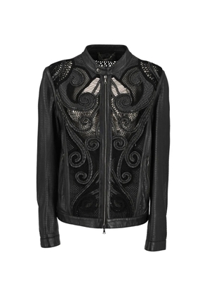 John Richmond Vintage Vintage embossed leather coat - Black