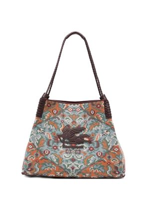 ETRO patterned emblem shoulder bag - Blue