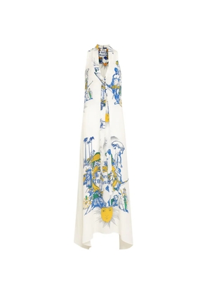 Amir Slama tie sleeveless printed dress - White