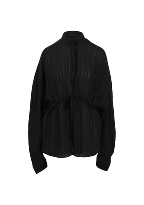 THELATEST drawstring striped shirt - Black