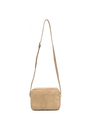 Patrizia Pepe logo-plaque suede cross body bag - Neutrals