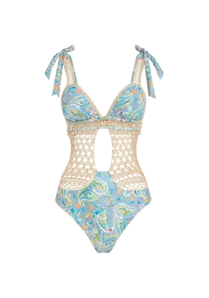 Del Maar paisley crochet swimsuit - Blue