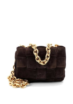 Bottega Veneta Pre-Owned Cassette Chain Padded Maxi Intrecciato Suede crossbody bag - Brown