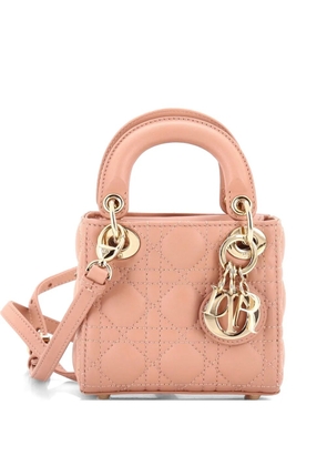 Christian Dior Pre-Owned Lady Dior Bag Cannage Quilt Lambskin Micro shoulder bag - Neutrals