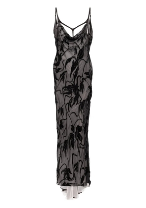 Mugler flocked maxi dress - Black