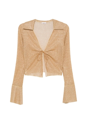 Oséree tie front flare sleeve top - Gold