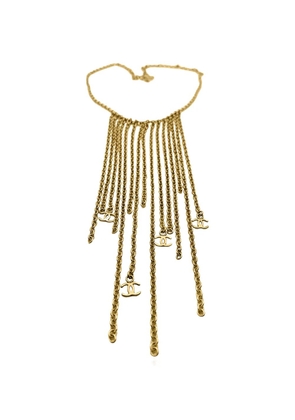 CHANEL Pre-Owned 2001 fringed logo-droplet necklace - Gold