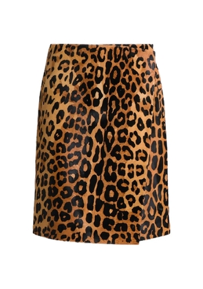 Alberta Ferretti leopard-print belted skirt - Brown