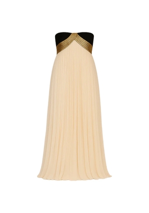 Alberta Ferretti pleated strapless maxi dress - Neutrals