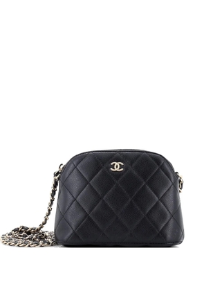 CHANEL Pre-Owned CC Dome Zip Clutch with Chain Quilted Caviar Mini crossbody bag - Black