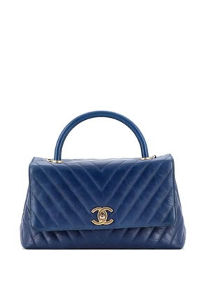 CHANEL Pre-Owned Coco Top Handle Bag Chevron Calfskin Small satchel - Blue