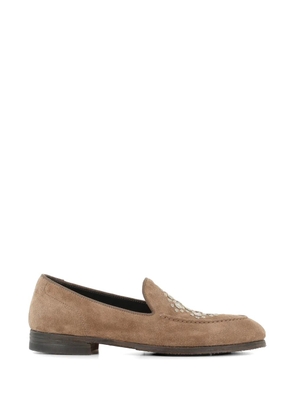 Alberto Fasciani studded suede loafers - Neutrals